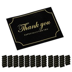 Donna&deco 金色感謝貼紙, 黑色, 60個