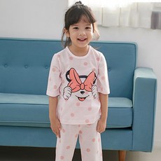 메이키즈 여아용 리본 7부 쟈가드 상하 실내복