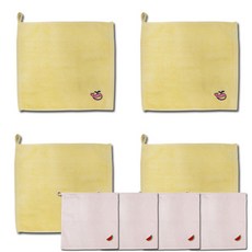 Songwol 松月 第二代卡通圖案刺繡可掛式方巾 鯨魚款 4入+西瓜款 4入, 黃色(鯨魚)+粉色(西瓜), 1組