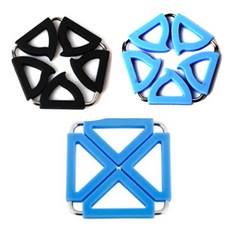 듀얼 냄비 받침대 사각 블루 + 오각 블랙 + 블루, 혼합 색상, 1세트