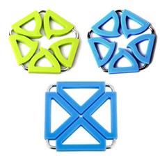 Dual 鍋墊 方形 藍色 + 五角形 綠色 + 藍色, 混合顏色, 1套