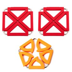 兩用鍋墊 方形紅色2入 + 五角形橘色, 混合顏色, 1套