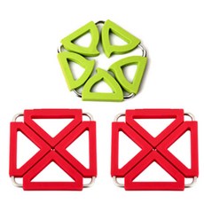 雙用鍋墊 方形紅色2入 + 五角形綠色, 混合顏色, 1套