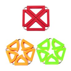 Dual 隔熱墊 方形紅色 + 五角形橘色 + 綠色, 混合顏色, 1套