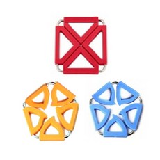 Dual 四角鍋墊 紅色 + 五角鍋墊 橘色 + 藍色, 混合顏色, 1套