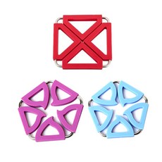 Dual 方形鍋墊 紅色 + 五角形 紫色 + 藍色, 混合顏色, 1套