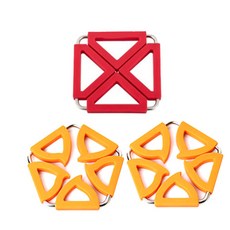 Dual 隔熱鍋墊 方形 紅色 + 五角形 橘色 2入, 混合顏色, 1套