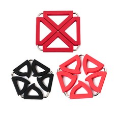 Dual 鍋墊 四角紅色 + 五角黑色 + 紅色, 混合顏色, 1套