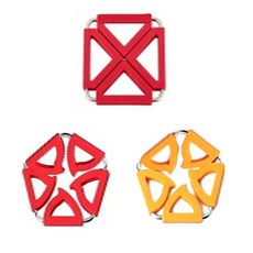 Dual 方形隔熱墊 紅色 + 五角形 橘色 + 紅色, 混合顏色, 1套