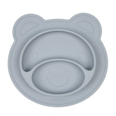 Nuby 小熊矽膠餐盤, 灰色, 1個