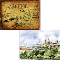 印尼 Bella 矽膠餐墊 都市風景 1 + 咖啡, 混合顏色, 385 x 285 mm, 厚度 1mm, 2個