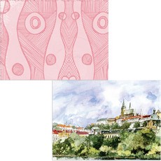 印尼 Bella 矽膠餐墊 都市風景 1 + 曲線與直線, 混合顏色, 385 x 285 mm, 厚度 1mm, 2個