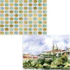 Bellamusic 矽膠餐墊 城市風景 1 + 水彩圓點, 混色, 385 x 285 mm, 厚度 1mm, 2個