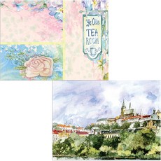 印尼 Bella 矽膠餐墊 都市風景 1 + 下午茶時間, 混合顏色, 385 x 285 mm, 厚度 1mm, 2個