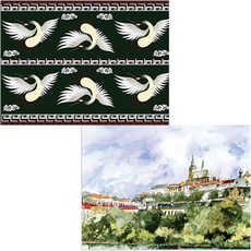 印尼 Bella 矽膠餐墊 都市風景 1 + 鶴, 混合顏色, 385 x 285 mm, 厚度 1mm, 2個