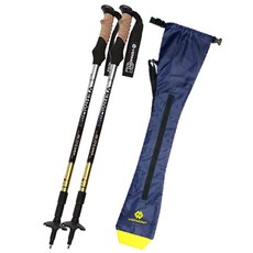 VERMONT 3段攀岩棒2入+收納袋組, 登山杖（黑色）、小袋（海軍藍）