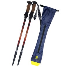 버먼트 버터플 3단 등산스틱 2p + 시코 스틱 파우치 세트, 등산스틱(블랙 + 오렌지), 파우치(네이비), 1개