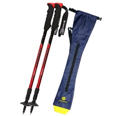 버먼트 버티칼 3단 등산스틱 2p + 시코 스틱 파우치 세트, 등산스틱(레드 + 블랙), 파우치(네이비), 1개