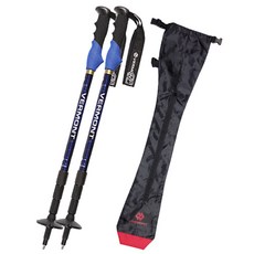 버먼트 바이칼 4단 등산스틱 블루 2p + 시코 스틱 파우치 세트, 블랙, 1개