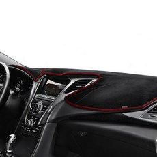 CARTEM 現代絲絨防滑儀表板避光墊, Ioniq (無中央喇叭, 無充電指示LED), 黑色 + 紅色飾邊