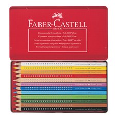 FABER-CASTELL 輝柏 防滑水性色鉛筆 TIN, 12色, 1盒