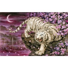 KM ELLIE 寶石十字繡 DIY 3D 櫻花虎 70 x 45cm, 混色, 1個