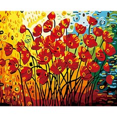 KM ELLIE Jewel Cross Stitch DIY 3D 罌粟花田 2 50 x 40cm, 混色