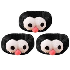 造型洗臉髮帶, 黑色的, 3片