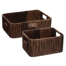 VISVIVA 藤編置物籃 S號+L號, 棕色的, 1套