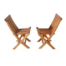 디홀릭 티크 미니 폴딩 야외체어 2p, 원목 내추럴