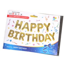 PARTY COSTUME Happy Birthday英文字母氣球拉旗, 金色