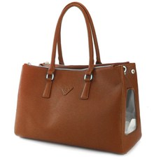 퍼피엔젤 Luxury Pet Carrier 강아지 가죽 가방, 210 Brown, 1개