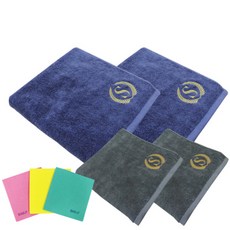 Songwol 松月 B450特級浴巾 藍色 2入+灰色 2入+德國製抹布 隨機出貨, 混色, 1組