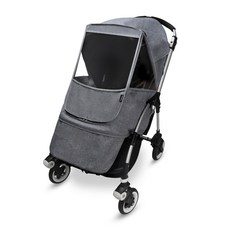 Manito 麻花Bugaboo Bee專用嬰兒推車防風罩, 黑灰色
