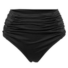Soleil 高腰細褶三角泳褲, 黑色