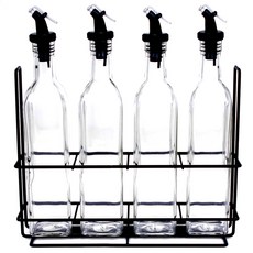 SINOGLASS 油瓶 500ml 灰色 4入 + GT U型油瓶架 套組, 1套, 單品