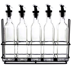 SINOGLASS 油瓶 500ml 灰色 5入 + GT U型油瓶架 套組, 1套, 單品