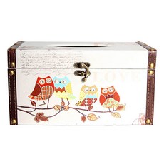 Mitrasop貓頭鷹方形衛生紙盒, 白色+貓頭鷹圖案