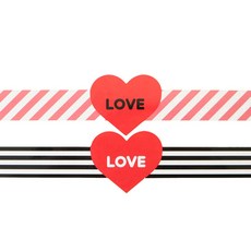 황씨네도시락 하트 띠지 스티커 블랙 52p + 레드 52p, 혼합 색상, 1개