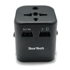 旅行萬用充電器 2USB 黑色 JY-164B, 1個