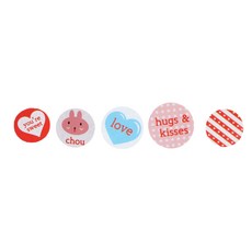 황씨네도시락 초콜릿 미니원형 5종 도시락스티커, 혼합 색상, 1세트