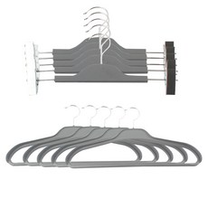 sunwooland 防滑橡膠塗層衣架 5入+夾衣架 5入, 混色, 1套