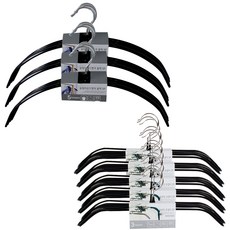 sunwooland 修身圓形防滑衣架15p+寬二線防滑衣架15p, 黑色的, 1套