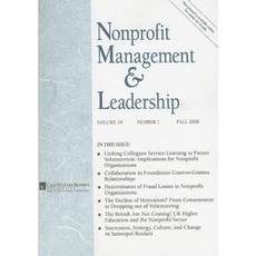 Nonprofit Management & Leadership Volume 19 Number 1 Paperback, Jossey-Bass