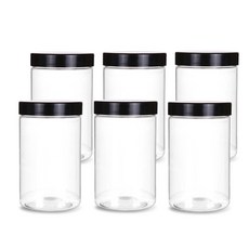 미르코리아 팜스원형 밀폐용기 블랙, 6개, 600ml