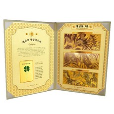 럭키심볼 행운의 네잎 클로버 생화 + 황금 지폐 3종 세트, 황금 용