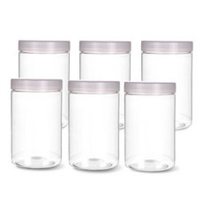 Mirkorea 圓形透明密封罐 白色, 6個, 600ml