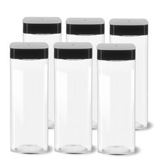 Palms Container Palms Square 密封容器黑色 1200ml, 6個, 密封罐 1200ml+蓋子