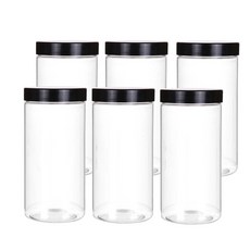 mir FARMS圓形密封罐 黑色, 6罐, 保鮮罐 1L