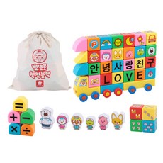 뽀로로 척척 사각블럭 90피스, 혼합 색상, 1개